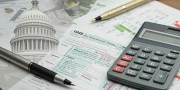 2025 tax code changes calendar with calculator and financial documents, symbolizing US investor planning
