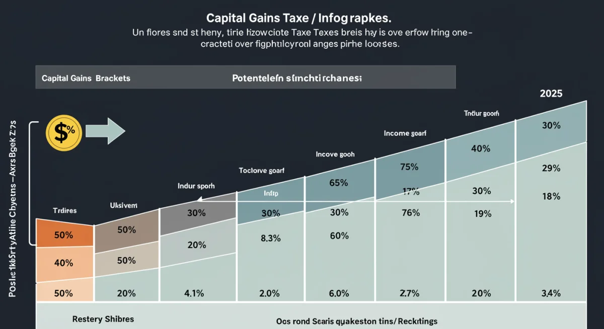Infographic showing capital gains tax brackets and potential changes for US investors in 2025