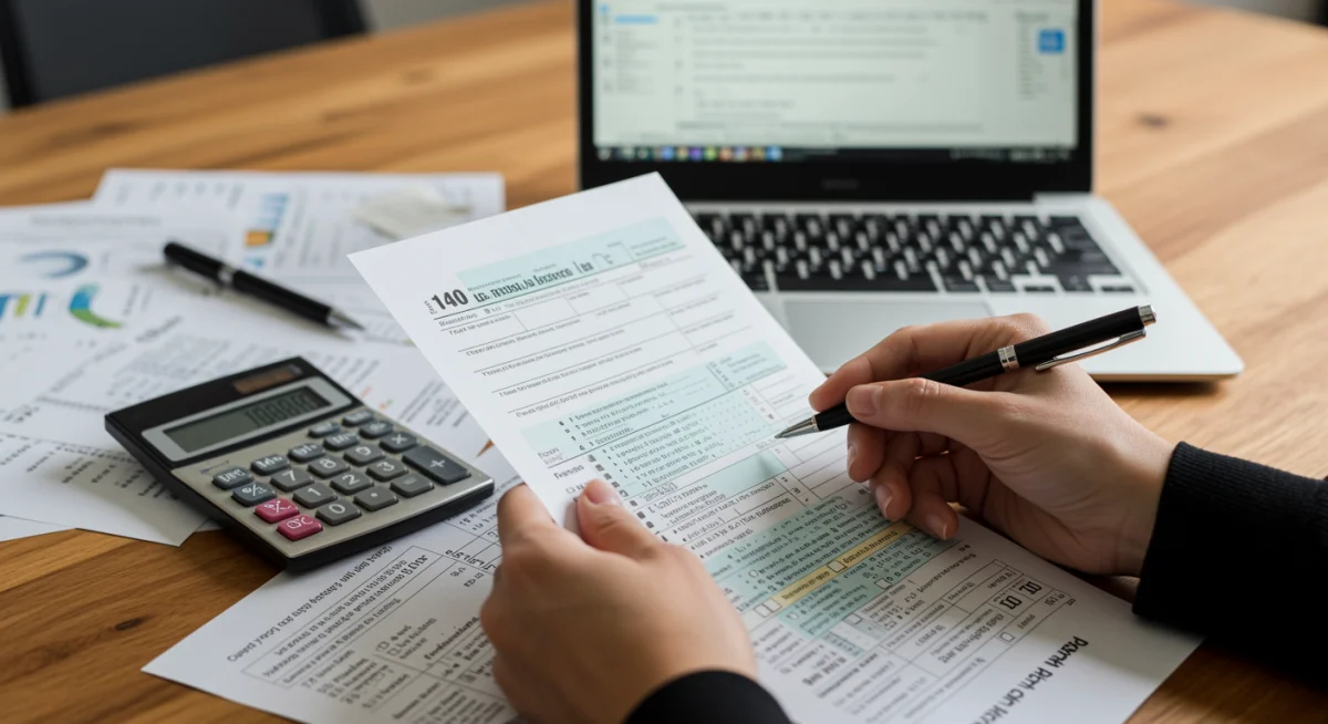 Detailed view of tax forms and financial documents for educational credits