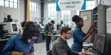 Students engaged in hands-on vocational training in modern US workshops
