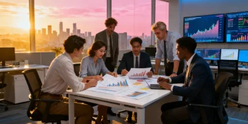 Professionals analyzing economic data for 2026 economic outlook