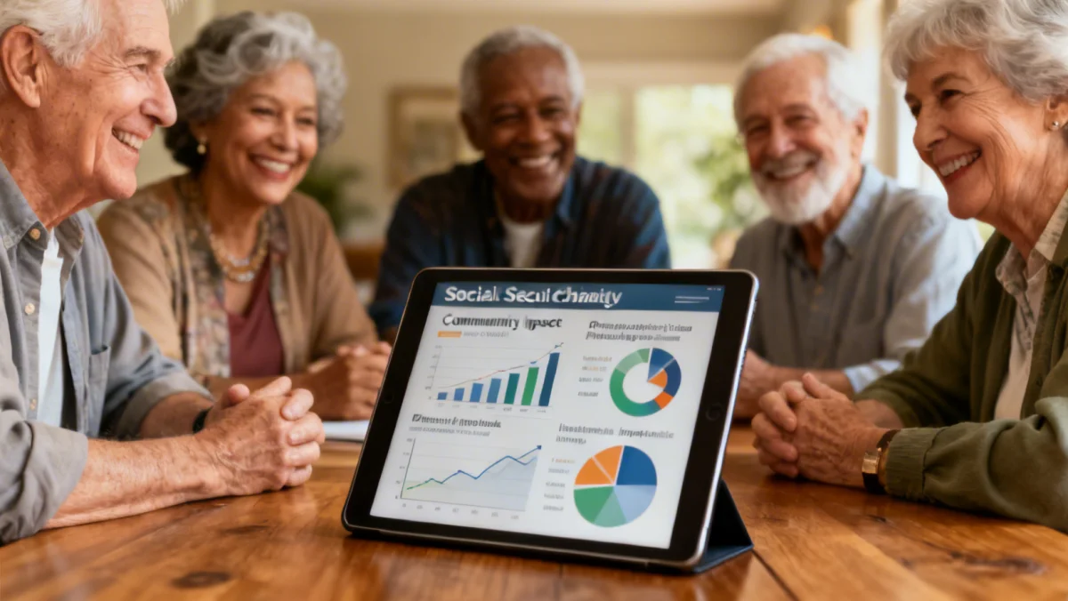 Group of seniors discussing Social Security benefits and financial planning.