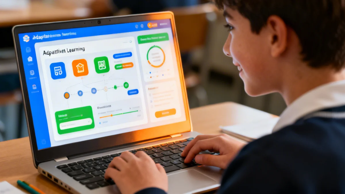 Student using adaptive learning software on a laptop