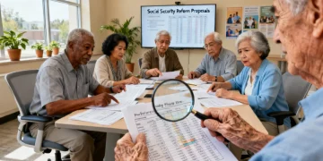 Seniors discussing Social Security updates 2026 with financial advisor