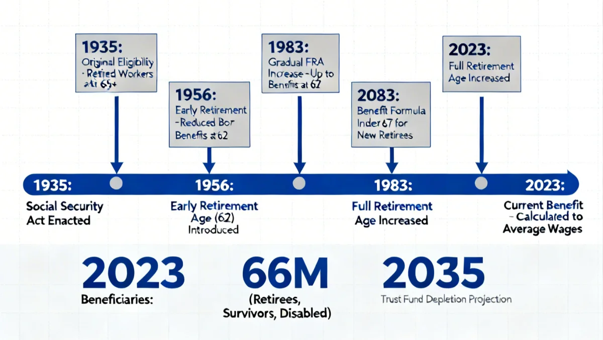 Infographic detailing Social Security benefit changes and eligibility timeline